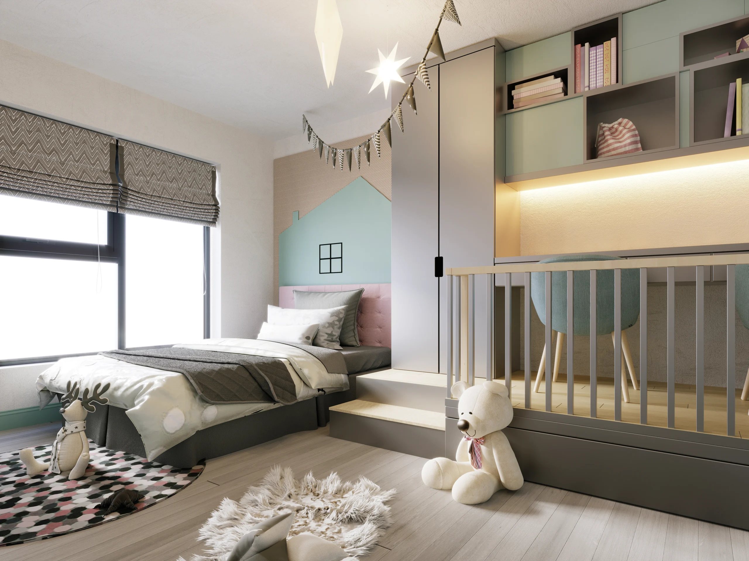 children-s-teenage-room-with-tent-light-colors-colors-3d-rendering