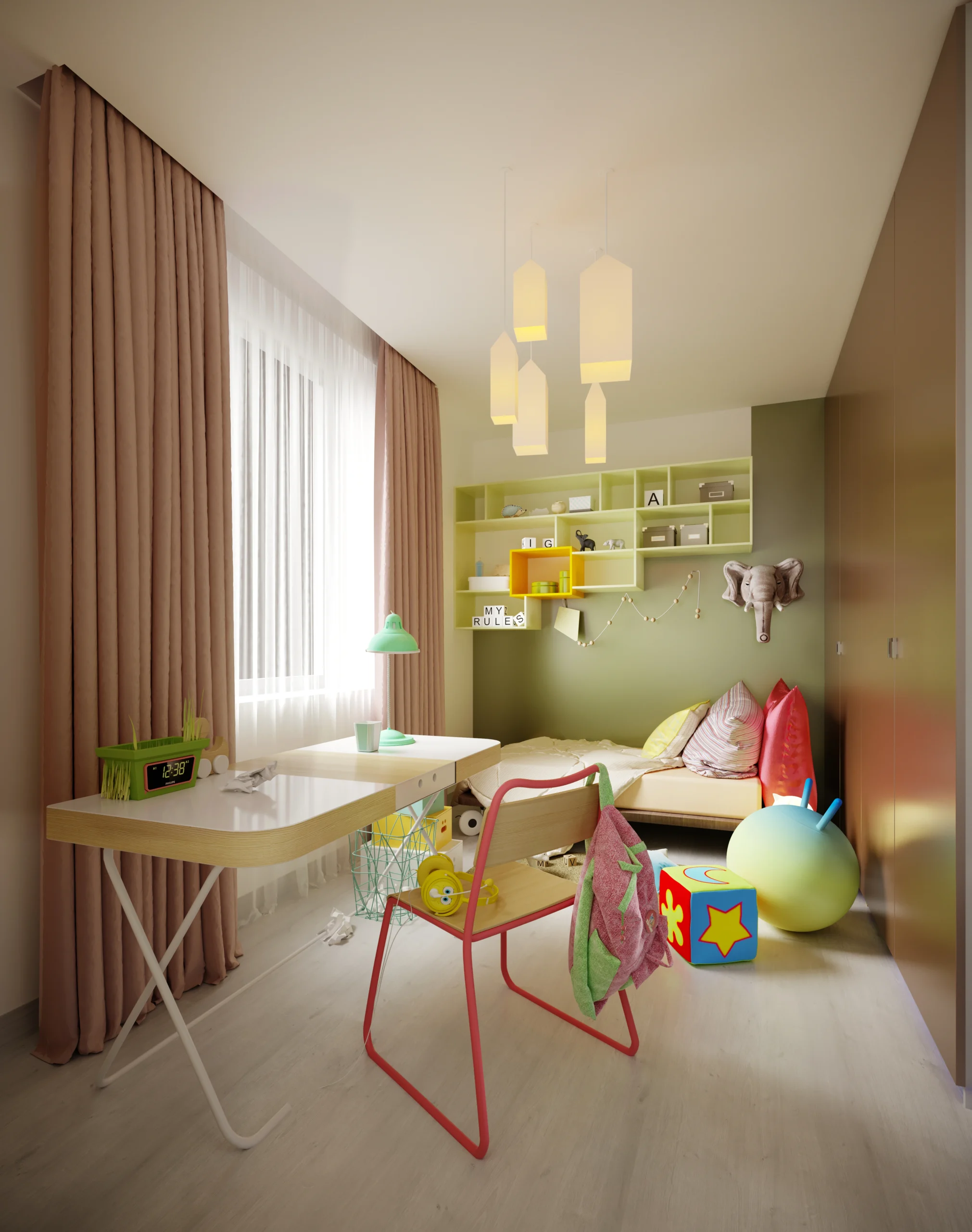 multicolored-childrens-room-with-bed-desk-variety-designer-toys-decor